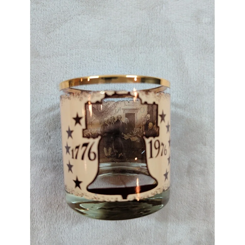 Vintage Bicentennial 1776-1976 & Roaring‎ Twenties Movie Rocks Glass Set of 4
